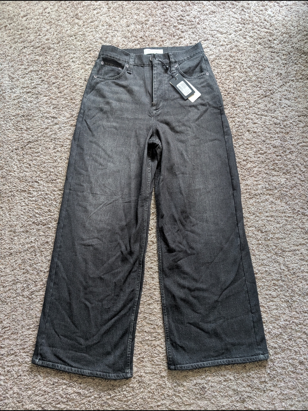 rag & bone Charcoal Black Wide-Leg Jeans